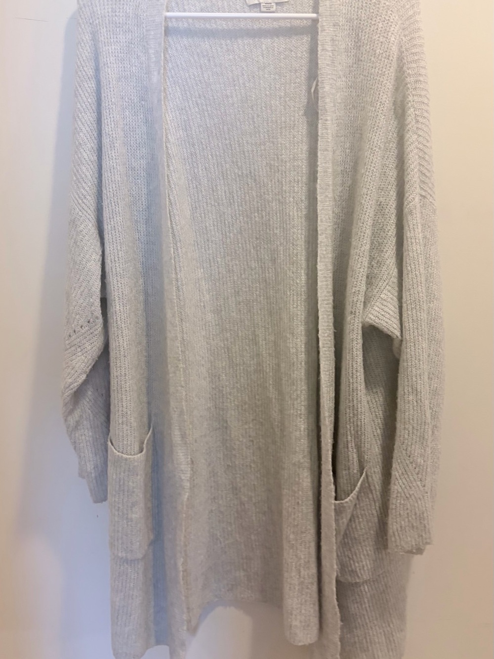 American Eagle Outfitters Light Gray Open-Front Knit Cardigan